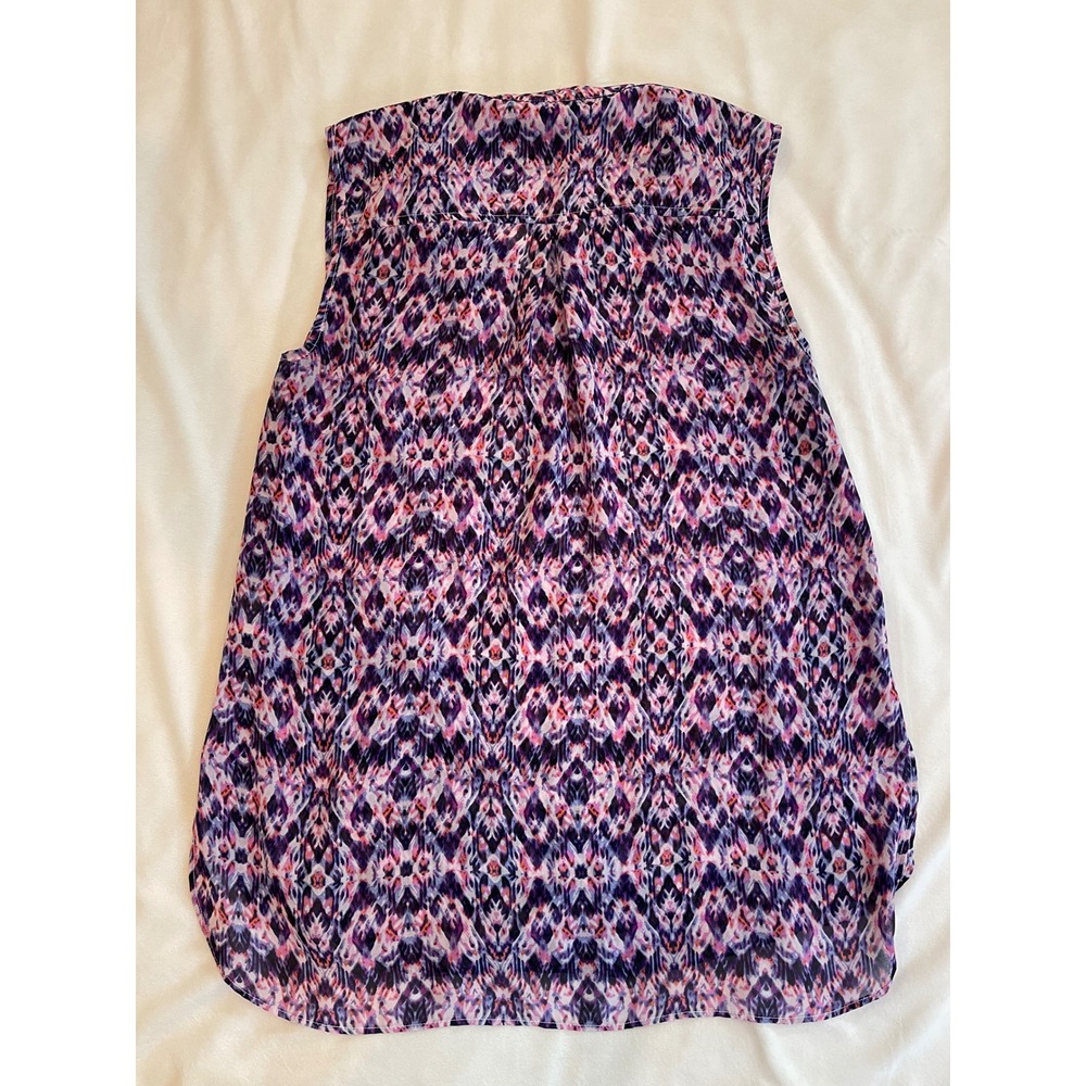 ana A New Approach Purple Pink Ikat Sleeveless V-Neck Blouse Small - Picture 6 of 8